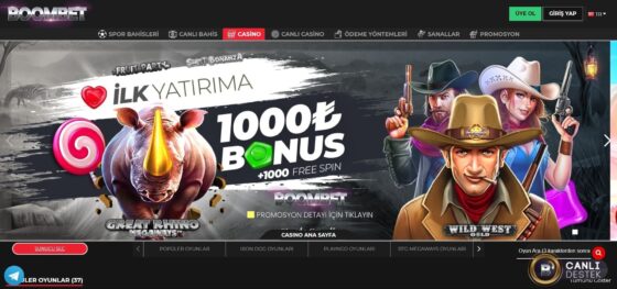 Boombet Casino'nun resmi web sitesi