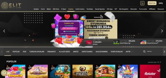 ElitCasino'nun resmi web sitesi