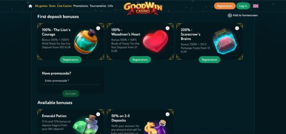 Goodwin Casino Bonusları